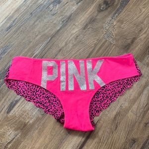 NWOT EXCLUSIVE PINK BACK WITH LEOPARD LACE FRONT EXTRA LOW RISE HIPSTER